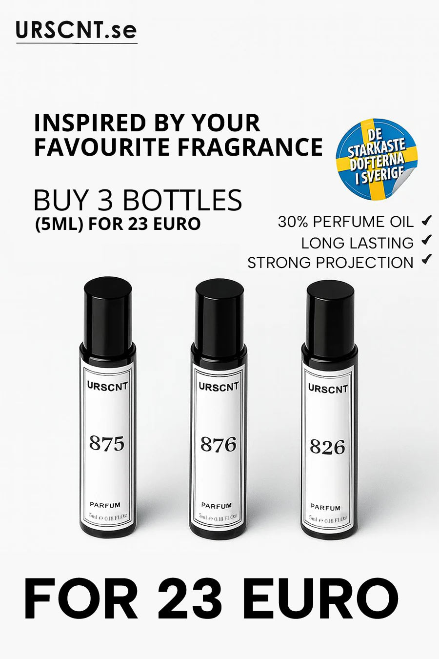 Tre 5 ml flaskor